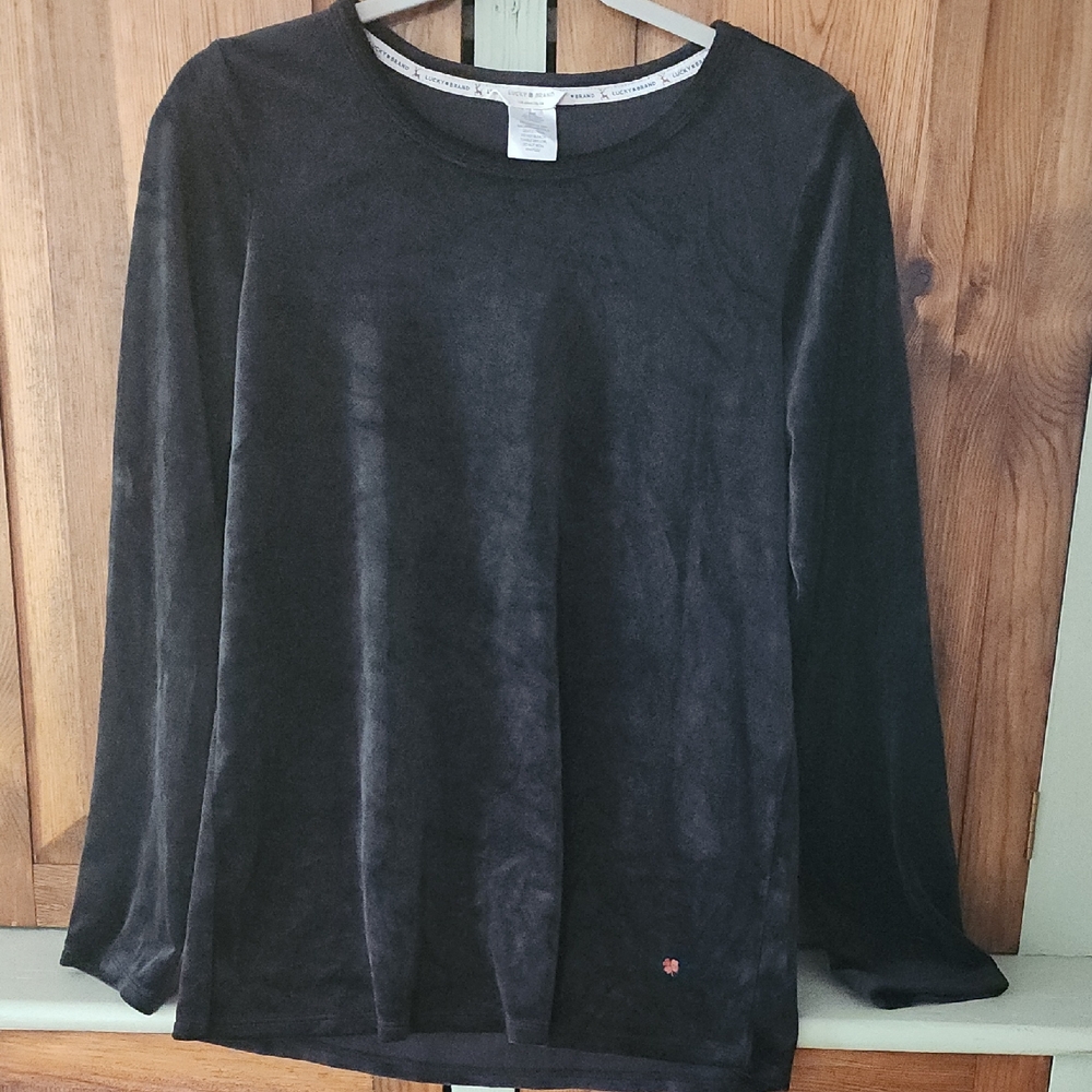 Lucky Brand Black Velvet Long Sleeve Top
